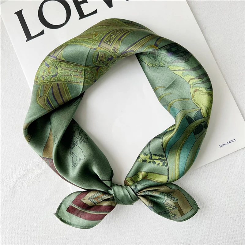 53×53cm 12MM 100% Mulberry Silk Twill Scarf For Women Luxury Brand Square Size  Breathable Digital Print Shawls In Spring Autumn