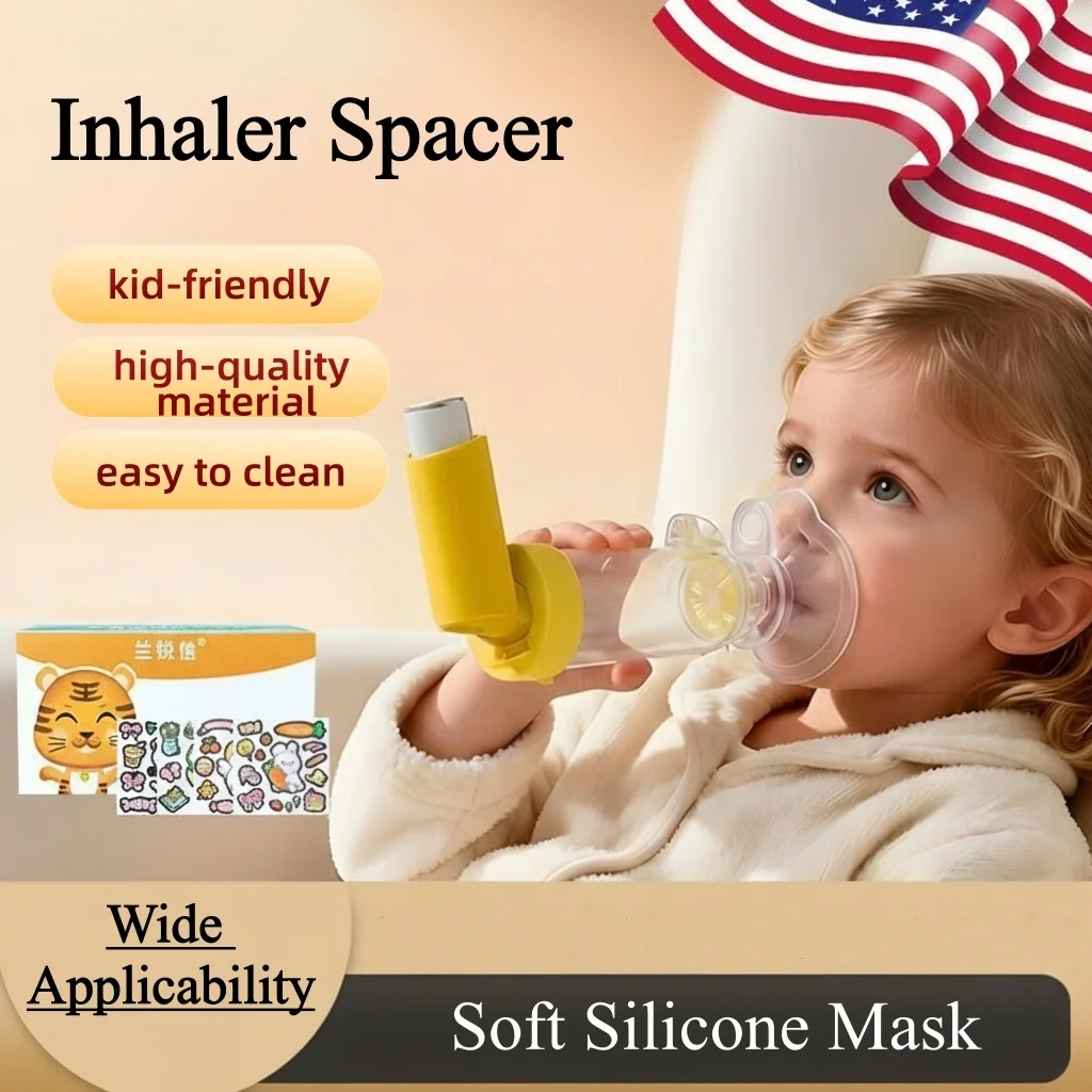 Inhaler Spacer for Infants Children Adults, Portable Design for Home,School,Travel,Colorful,Soft Silicone Mask,Easy to Clean