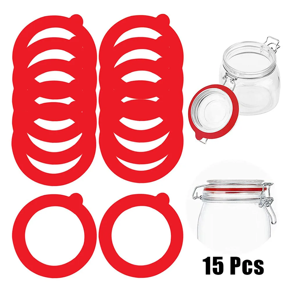 

15pcs Silicone Replacement Gasket Airtight Rubber Seals Rings Leak-Proof Canning Seals For Glass Clip Top Jars Storage Container