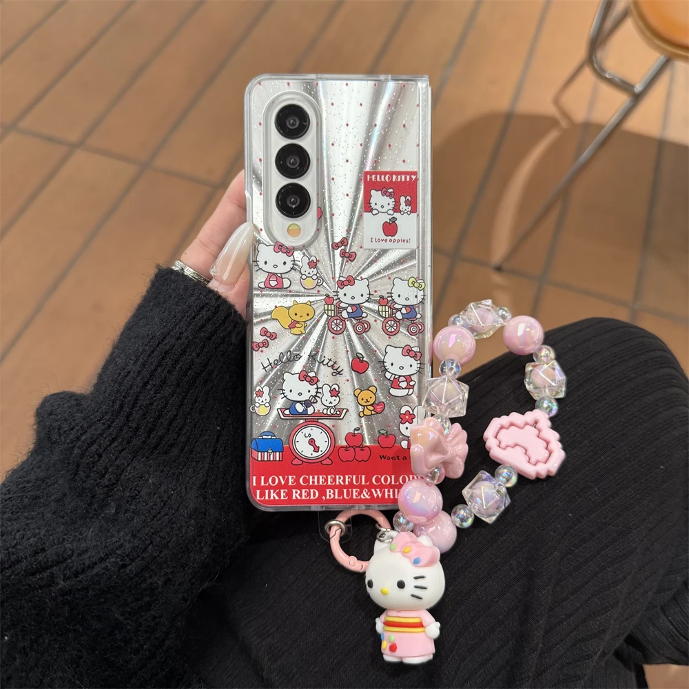 Sanrio Cute Cartoon Hello Kitty for Magsafe Magnetic Bracket Phone Case for Samsung Galaxy Z Fold 6 5 4 3 Phone Case Wireless