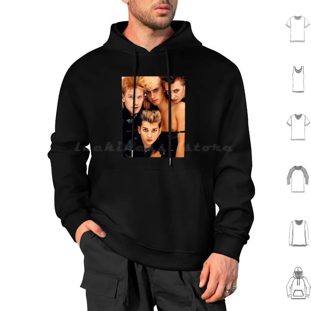 Dm 80s Lineup Sudadera con capucha de algodón de manga larga Música para las masas Black Celebration 80s Synth Dave Gahan Andrew Fletcher