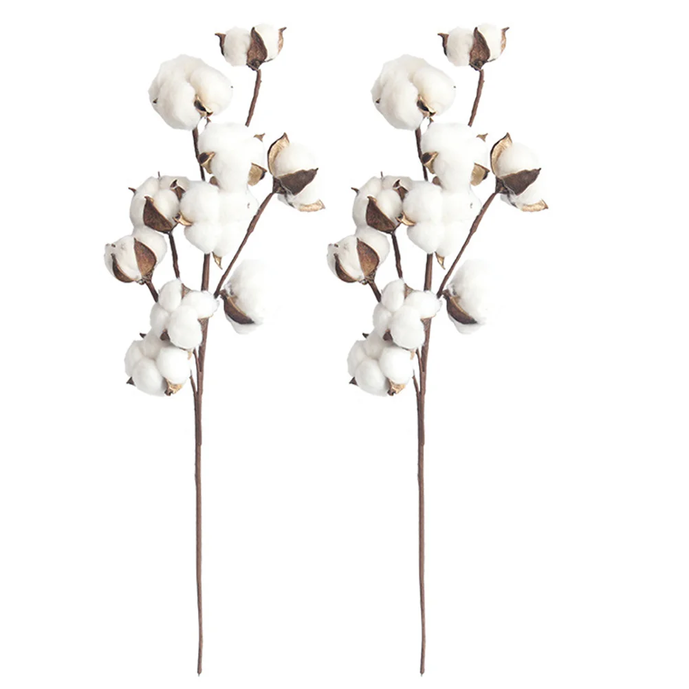 

10 Heads Simulation Cotton Flower Stems Handmade Dried Artificial Home Decor Filler Floral Adjustable Wired Stem Wedding