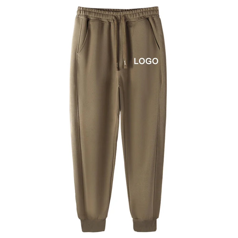 Pas uw logo aan, katoenen joggingbroeken voor de lente en de herfst, hoogwaardige gebreide joggingbroeken met manchetten, stijlvolle fitnesshardloopbroeken