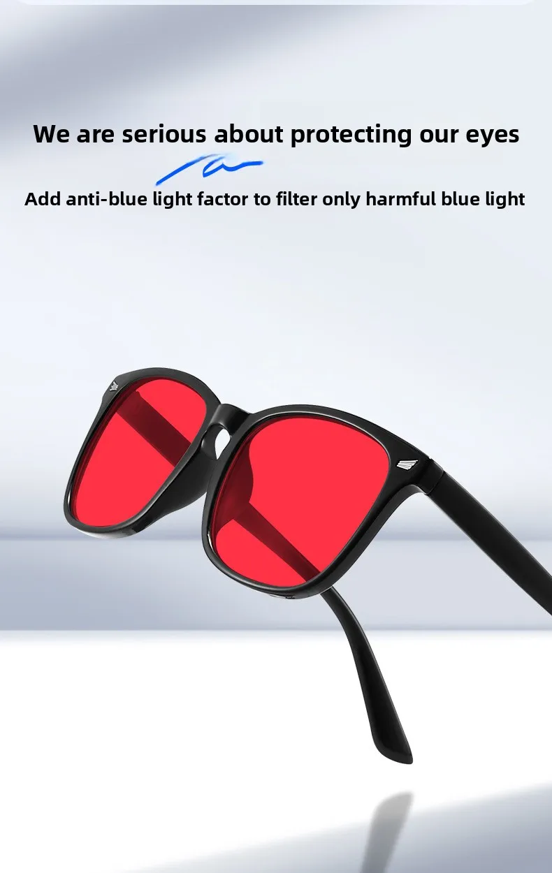 Classic Red Lens Blue Light Blocking Glasses Square Men Better Sleep Anti Bluelight Filter Orange Women UV400 Eyeglasses