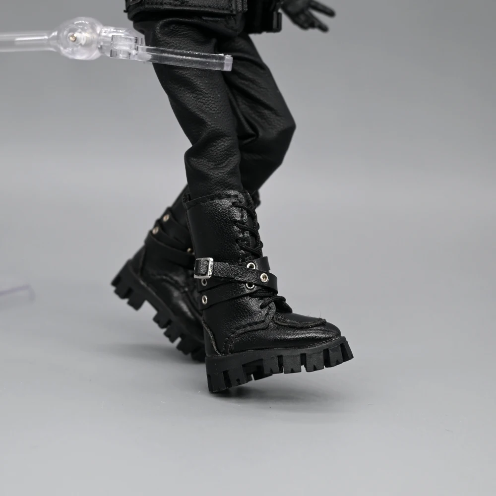 【Keine Abbildung】Handgefertigte weibliche Soldatin im Maßstab 1:12, schwarze Lederstiefel, Schuhe, passend für ASi 3.0 OB24, 15,2 cm große Actionfigur, Modellspielzeug
