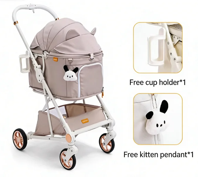 New Design Luxury All-Terrain 4-Wheel 3-in-1 Travel Pet Stroller for Small/Medium Dogs, Cats and Pets