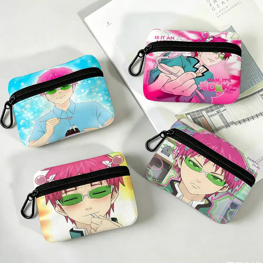 S-Saiki K D-Disastrous L-Life Oxford Fabric Mini Coin Wallet Smooth Zipper Hanging Design Multi-use Small Storage Bag For Travel