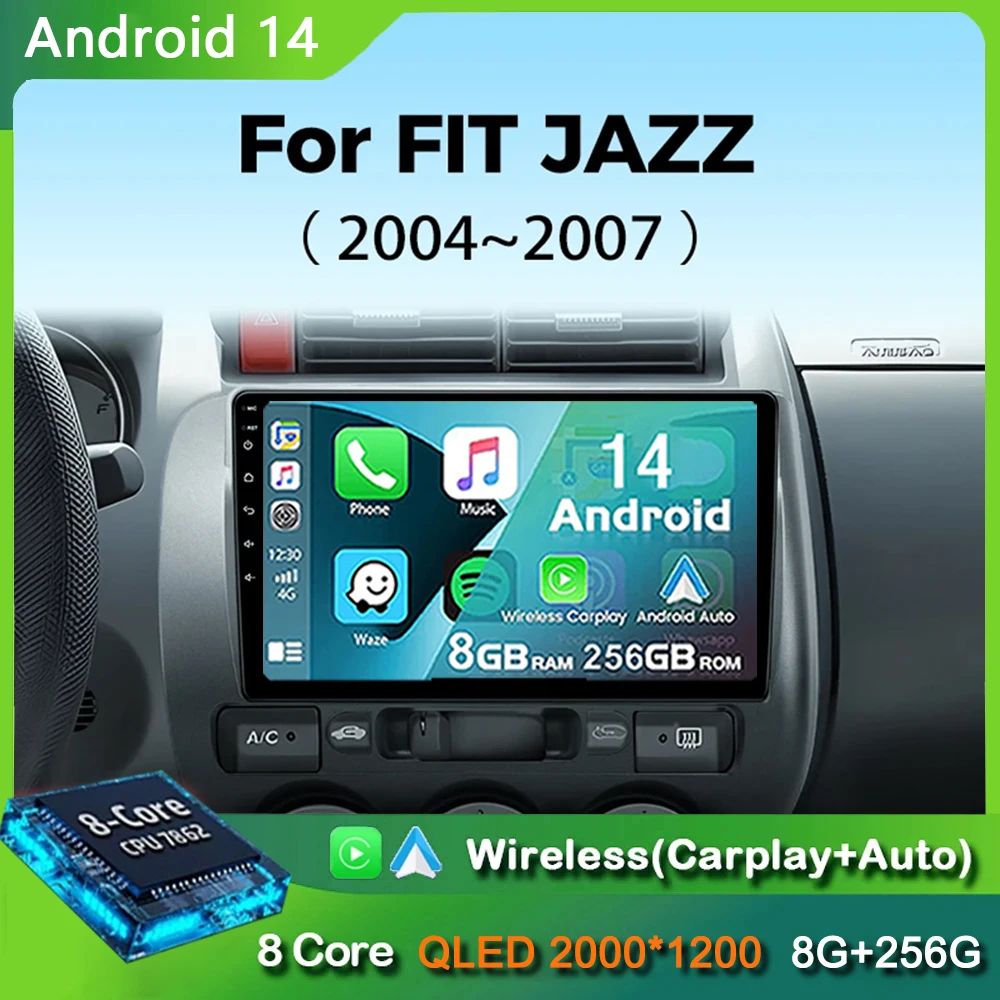 

Android 14 Carplay Car Radio For Honda Fit Jazz City 2002 2003 2004 - 2007 Navigation Multimedia GPS Player Stereo WiFi+4G video