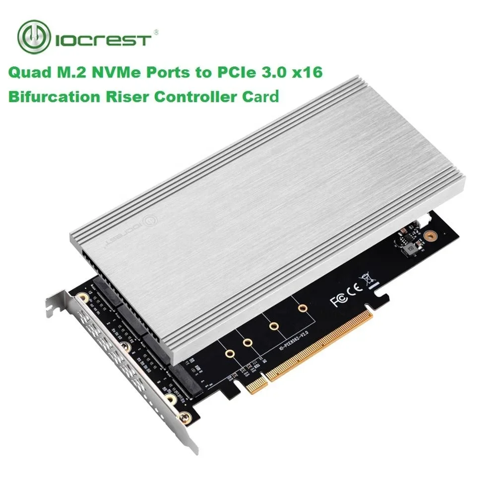 IOCREST 4 ports with full speed M.2 NVMe m key ports to PCIe 3.0 x16 controller adapter card