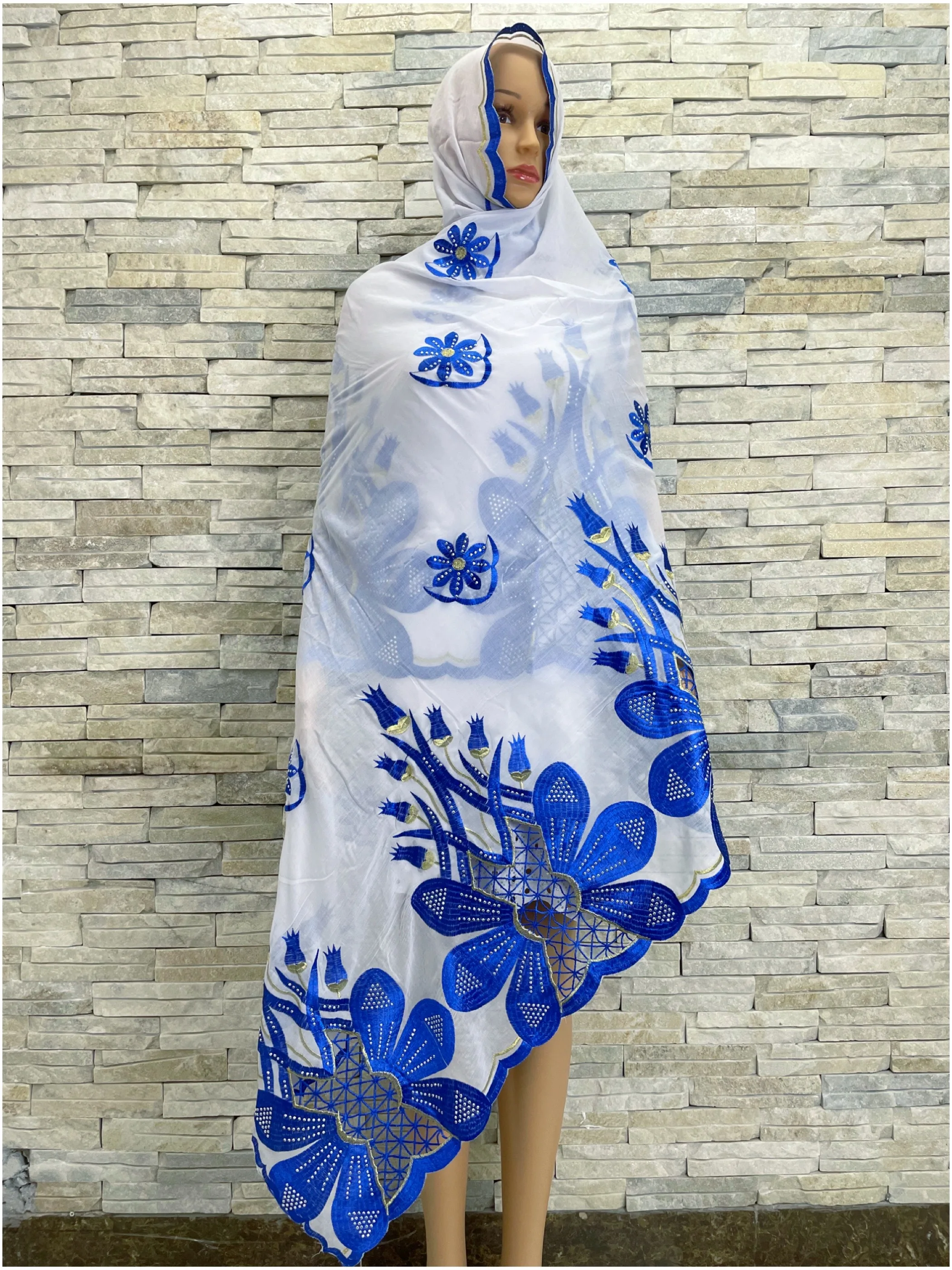 Chal de diseño bordado multicolor para mujer, Hijab musulmán a la moda, bufanda religiosa para envolver la cabeza, tamaño grande de 2023x210 cm, 110