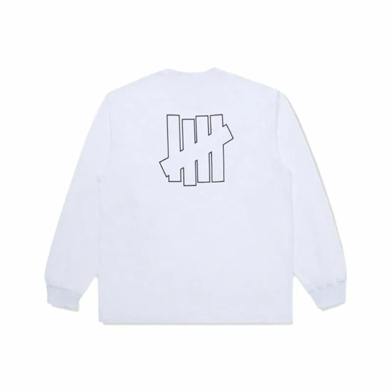 UNDEFEATED 5-Stripe American Streetwear Brand Couple Loose Long Sleeve Pure Cotton T-Shirt Unisex Men Women Trendy Top