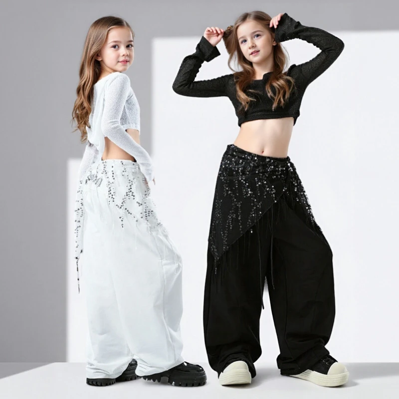 

Girls Jazz Dance Outfit Summer Trendy Hooded Costume Teens Groups Kids Performance Dancewear School Children Clothes Set 14 15 Y