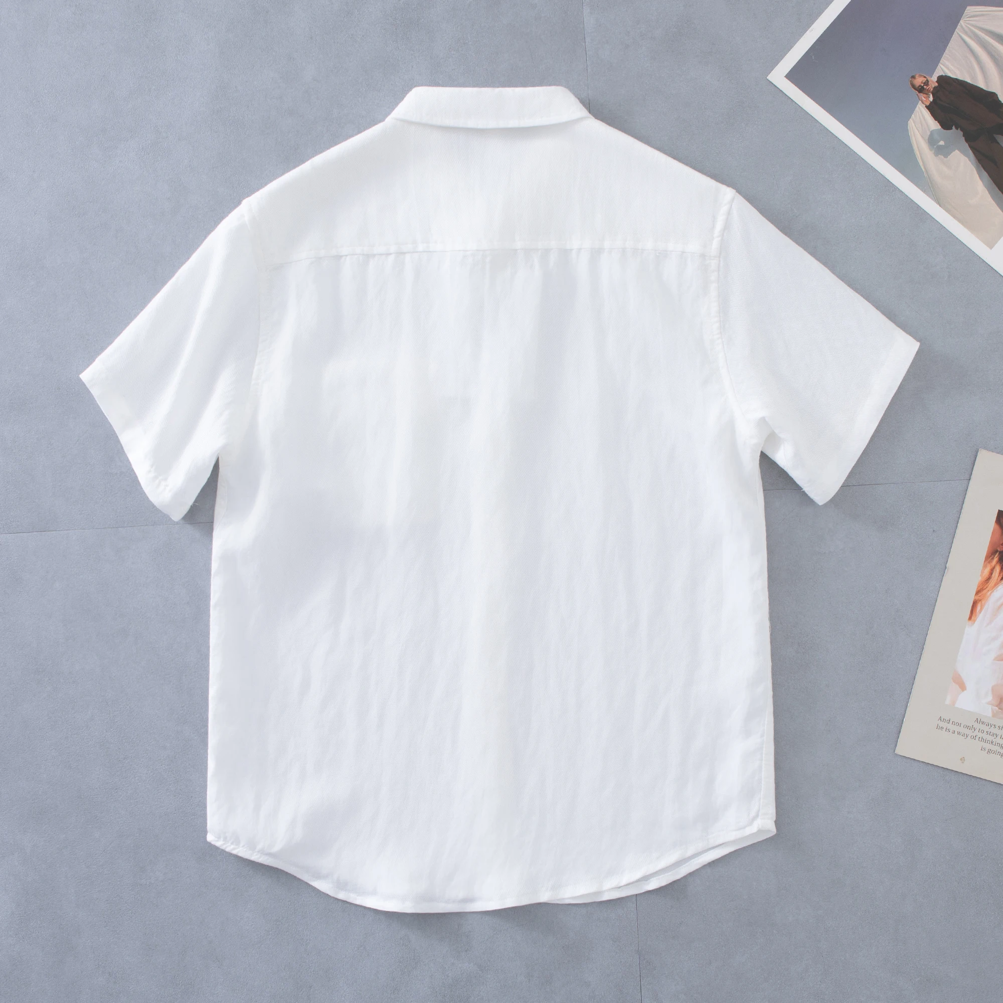 Elegant Flax Linen Short Sleeve Shirt Loose Fit Casual Style Collared Summer Outerwear for Men Breathable Comfortable Skin-Fr...