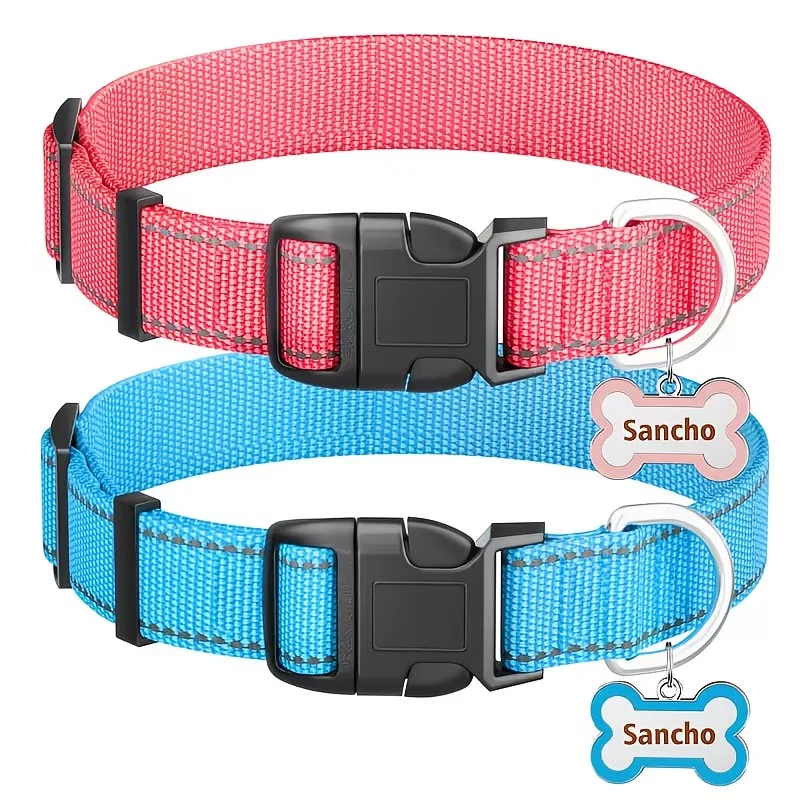 Collares reflectantes ajustables personalizados para perros y gatos