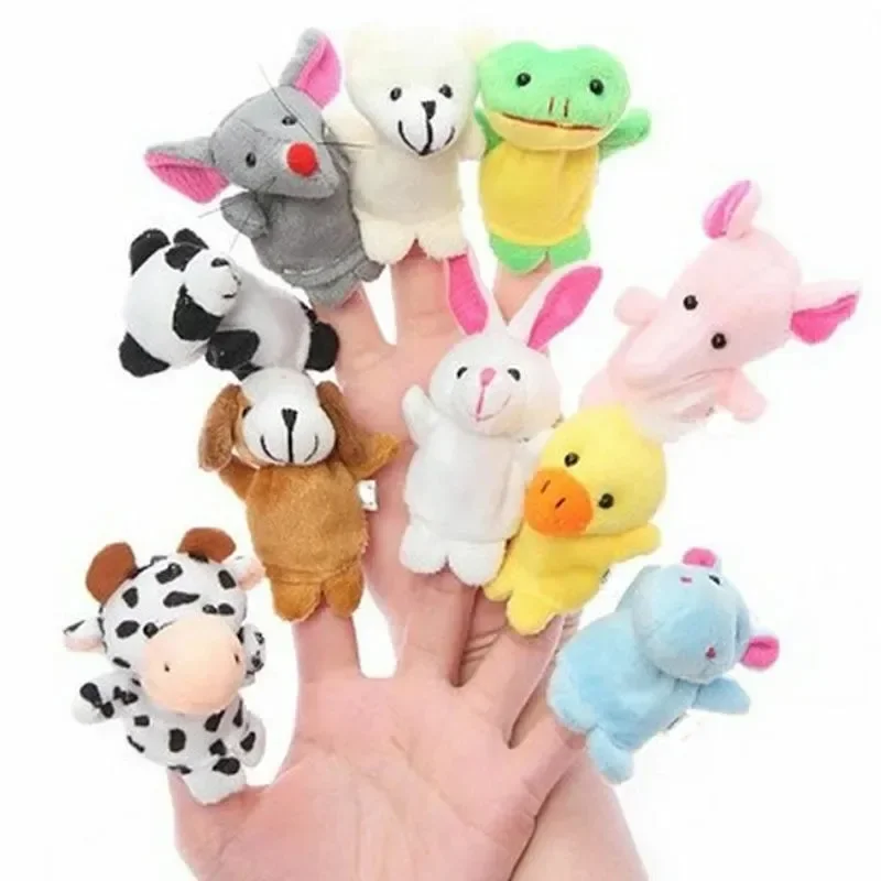 5PCS Cute Baby Toys Cartoon Animal Hand Finger Puppets Pretend Play Plush Dolls Parent-child Game Props Funny Gifts for Children