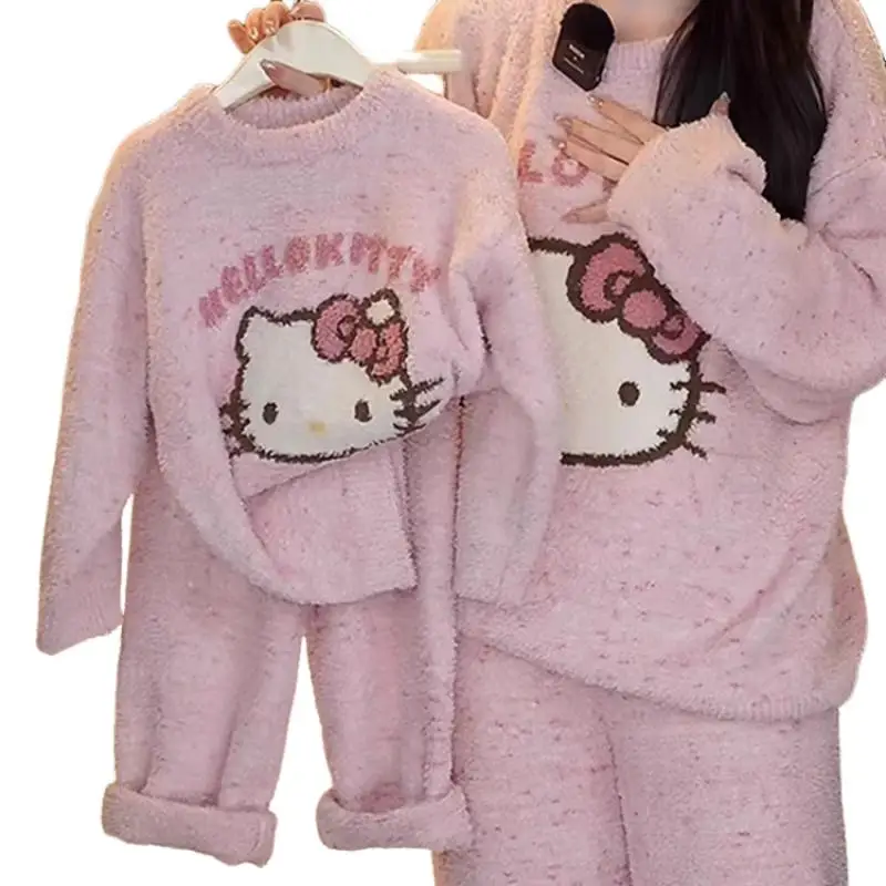 Hot Girl Pajamas Sanrio Hello Kitty Kawaii Pochacco Cartoon Gift Student Casual Wear Thicken Autumn and Winter New Styles New