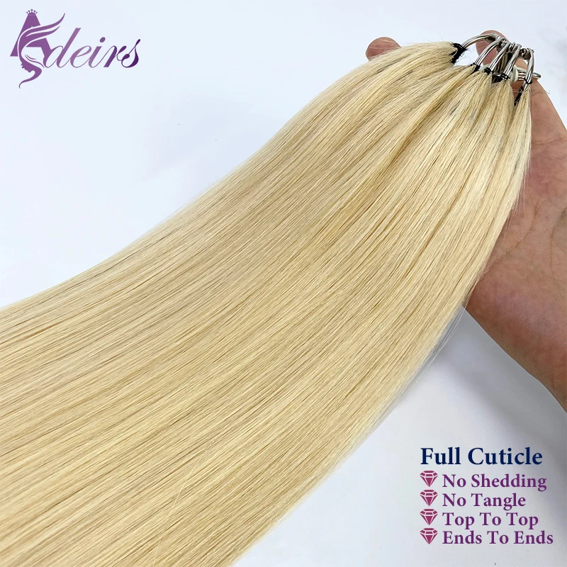 Adisrs segunda pena extensões de cabelo natural real cabelo humano microring extensões de cabelo marrom loira cor 0.8g/fio em linha reta