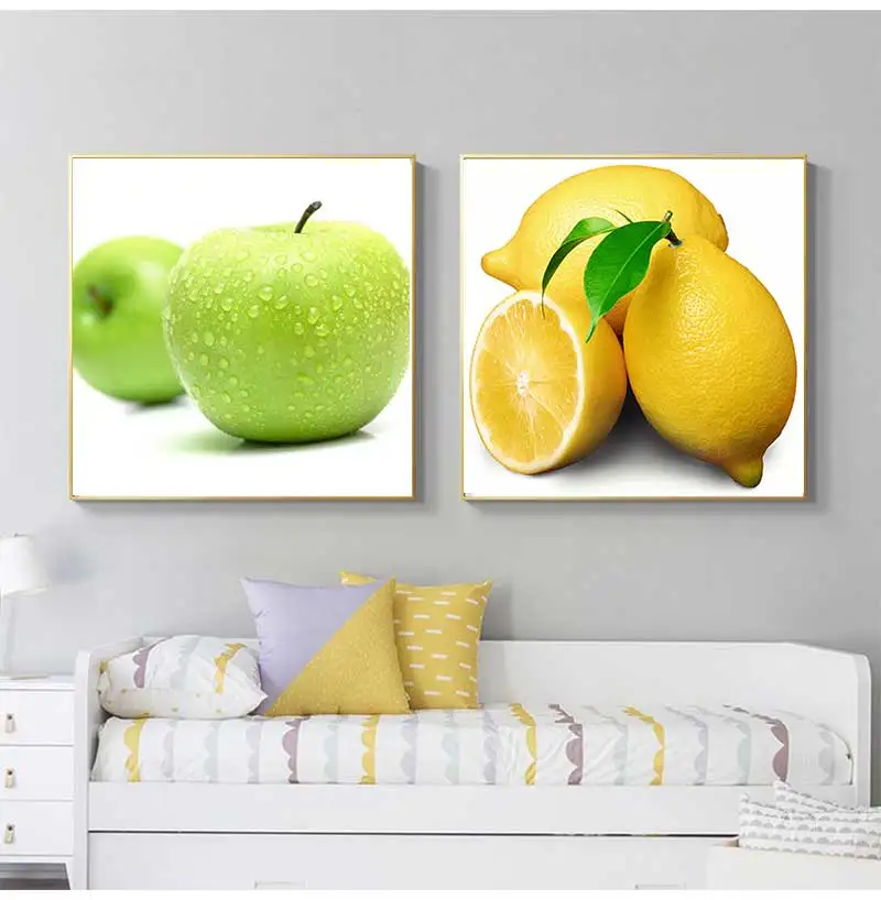 Grape Apple Lemon Picture Posters and Print Kitchen Decoration Abstract Fresh Fruit Wall Art Canvas Painting Living Room