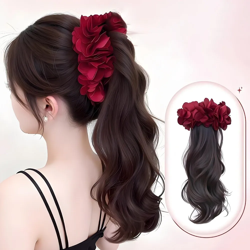 ذيل الحصان الاصطناعية الأميرة طويلة متموجة الشعر انتزاع كليب الجزء الخلفي من الرأس شعر مستعار طبيعي رقيق شعر مستعار