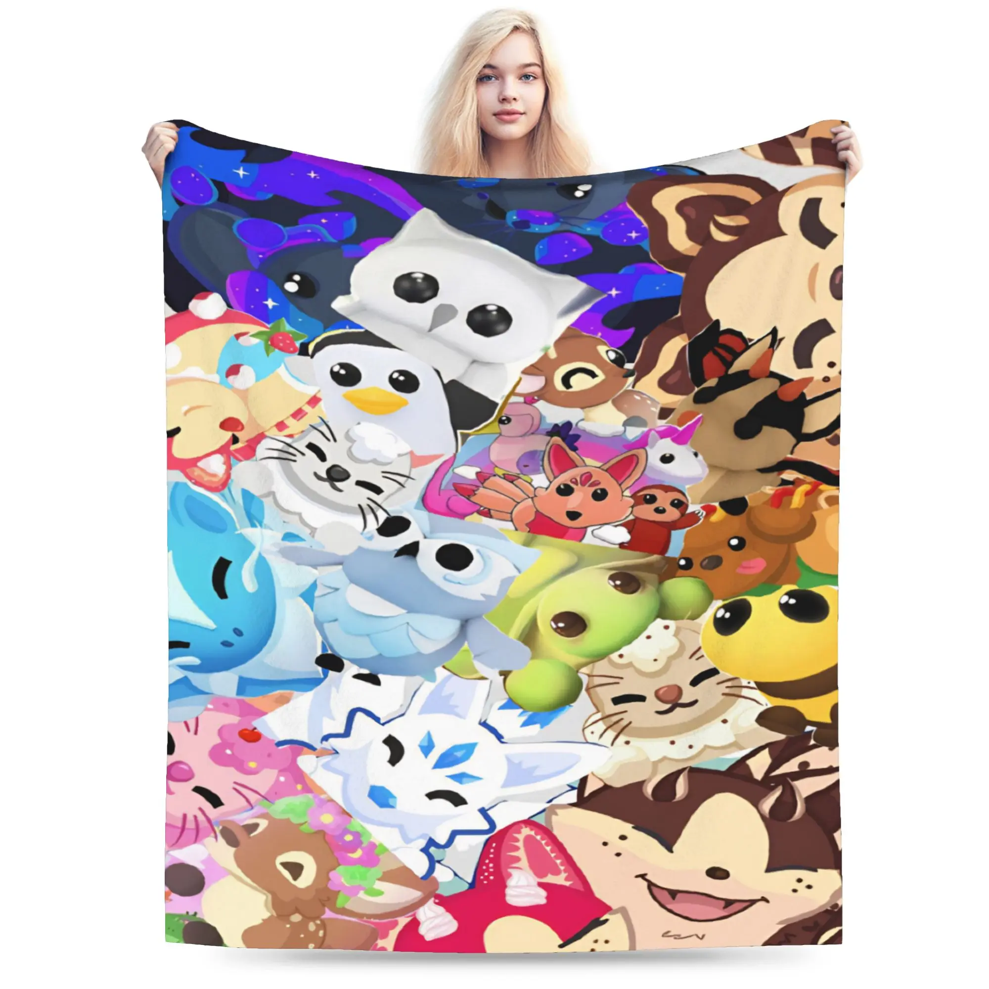 Adopt Me cartoon game Blankets Lightweight Thin Coral Fleece Plush Comfortable Gift  Throw Blankets Bedding Throws