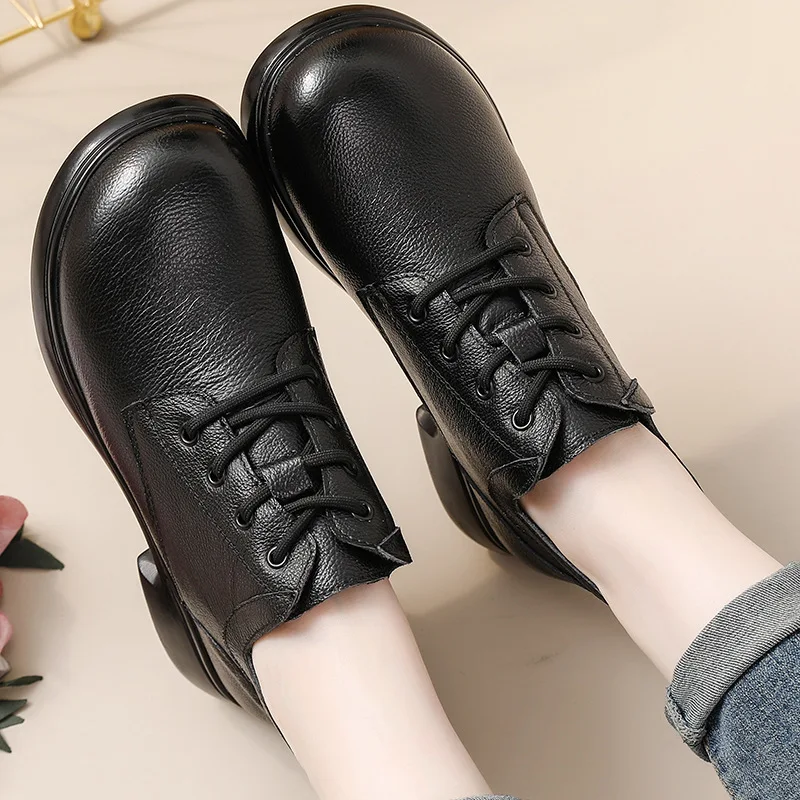 Fashion Trend Women Boots Autumn Winter Short Plush Warm Flats Heel Ankle Boots for Women Genuine Leather Casual Shoes