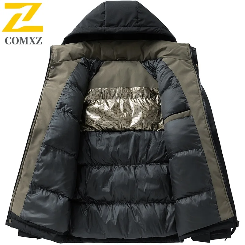 سترة مبطنة بالقطن للتدفئة من الجرافين للرجال من COMXZ، ملابس عمل شتوية دافئة، معطف حراري سميك مقاوم للرياح في الهواء الطلق #5