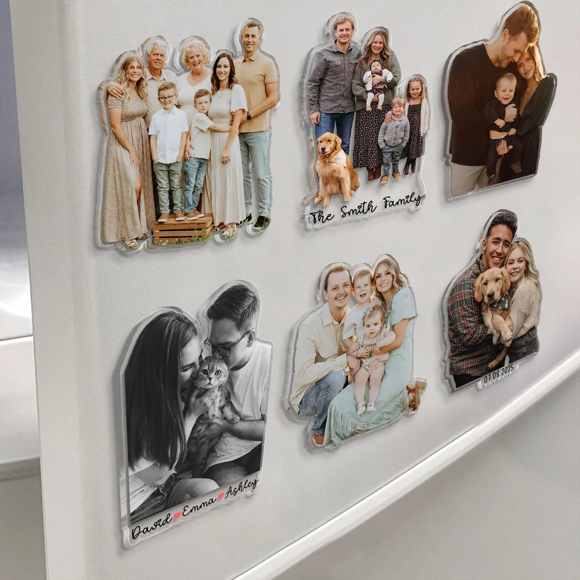 Custom Acrylic Family Photo Magnet: Personalized Family Picture Fridge Magnets, Christmas Decorations, Keychain, Car Ornament