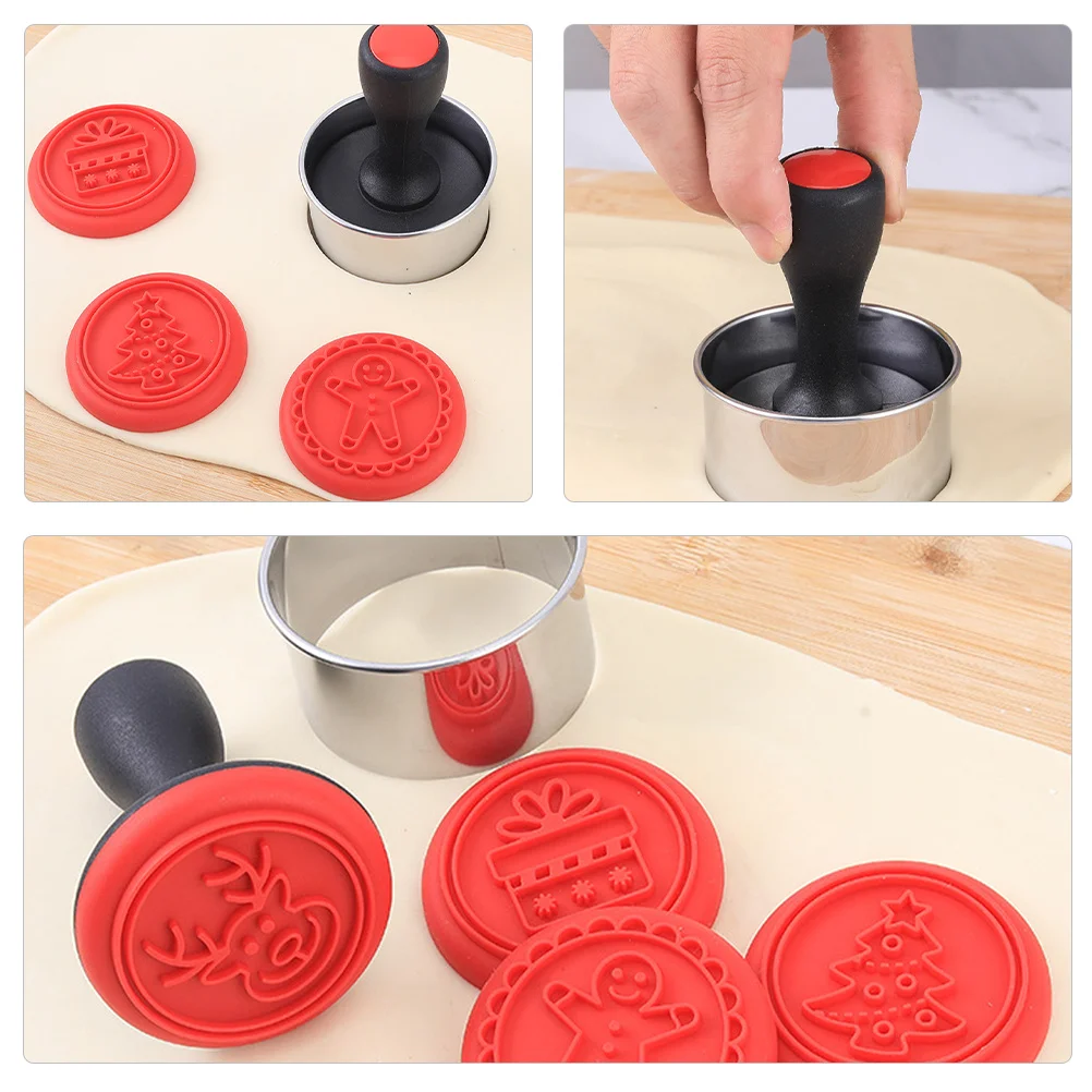 1 conjunto de molde de biscoito de natal, cortador de silicone, ferramenta de cozimento diy para fazer biscoitos festivos, molde de biscoitos