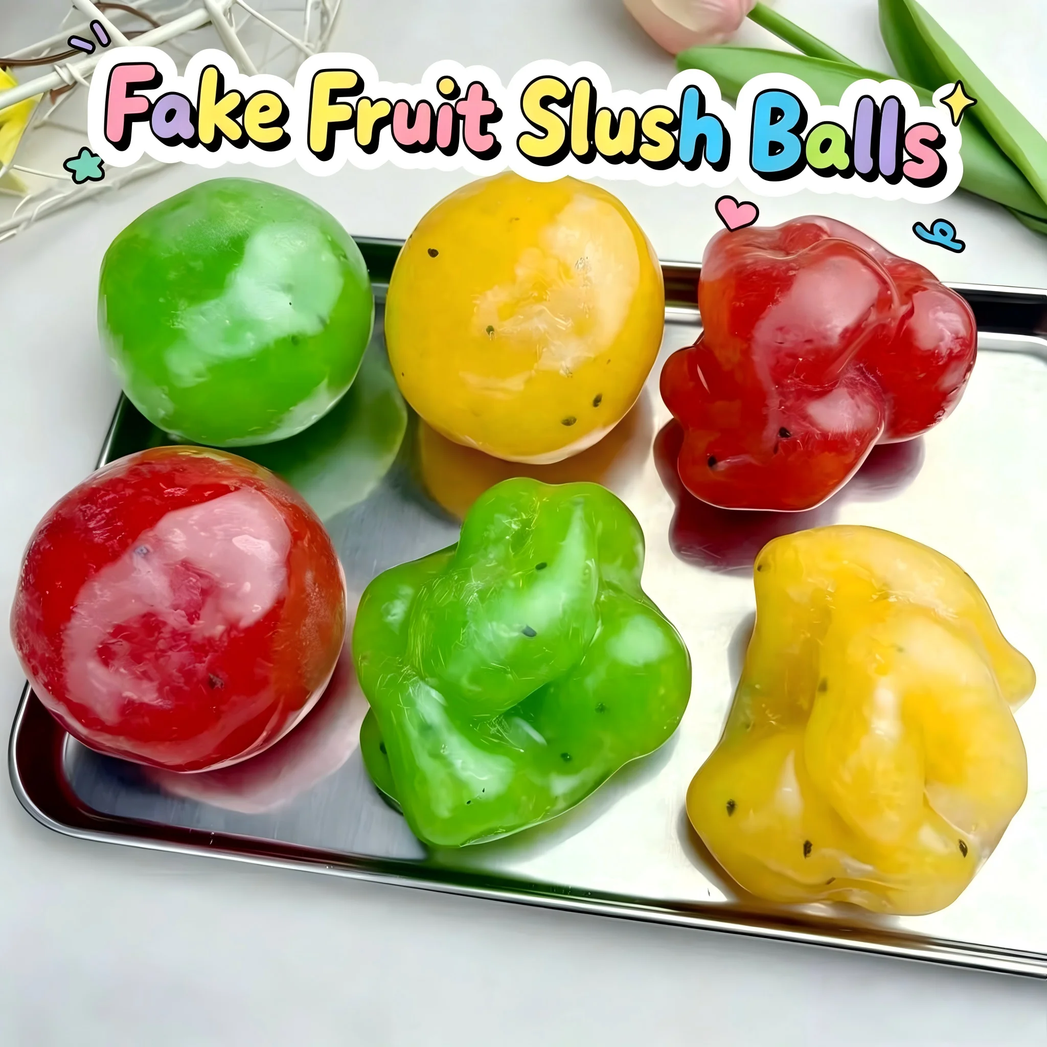 New!  Simulation Kiwi Fruit Slush Squishy Ball 1pcSoft TPR Fake Fruit Squeeze Toy Stress Relief Entertainment Fidget Toy