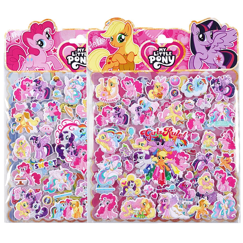 Kawaii My Little Pony Stickers Pinkie Pie Fluttershy Cartoon Anime 3D Foam Stickers Phone Case Cups Luggage Stickers Gift Toys