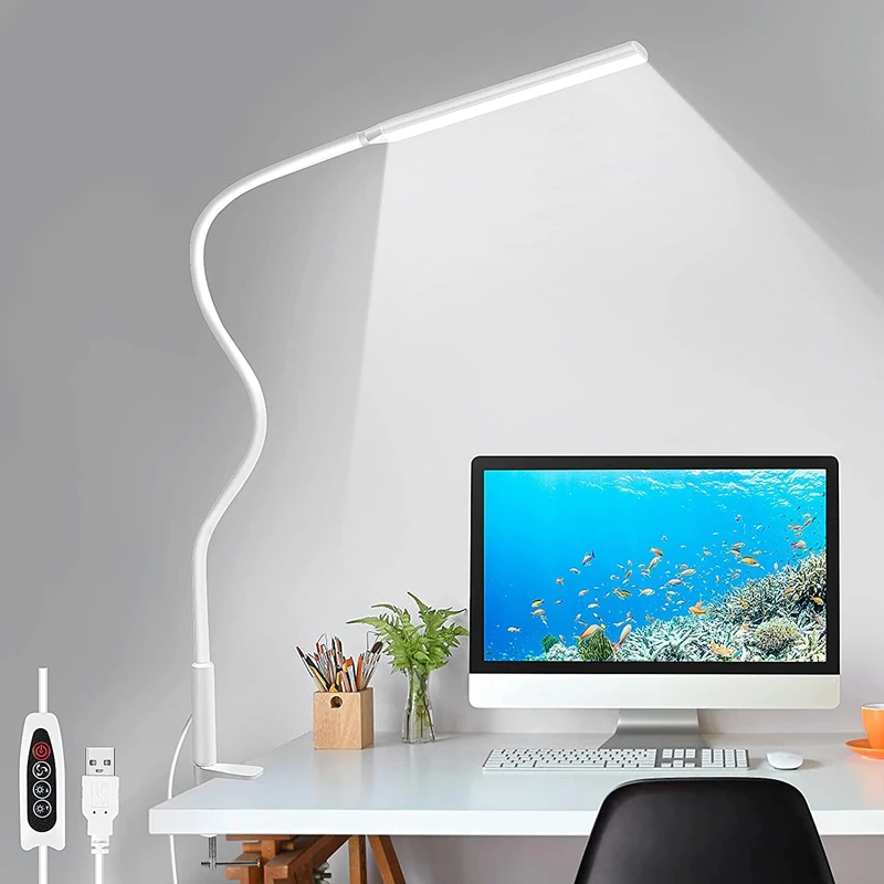 Imagem -02 - Led Balanço Braço Desk Lamp Abajur com Braçadeira Flexível Tarefa Gooseneck Eye-caring Arquiteto Mesa Luz