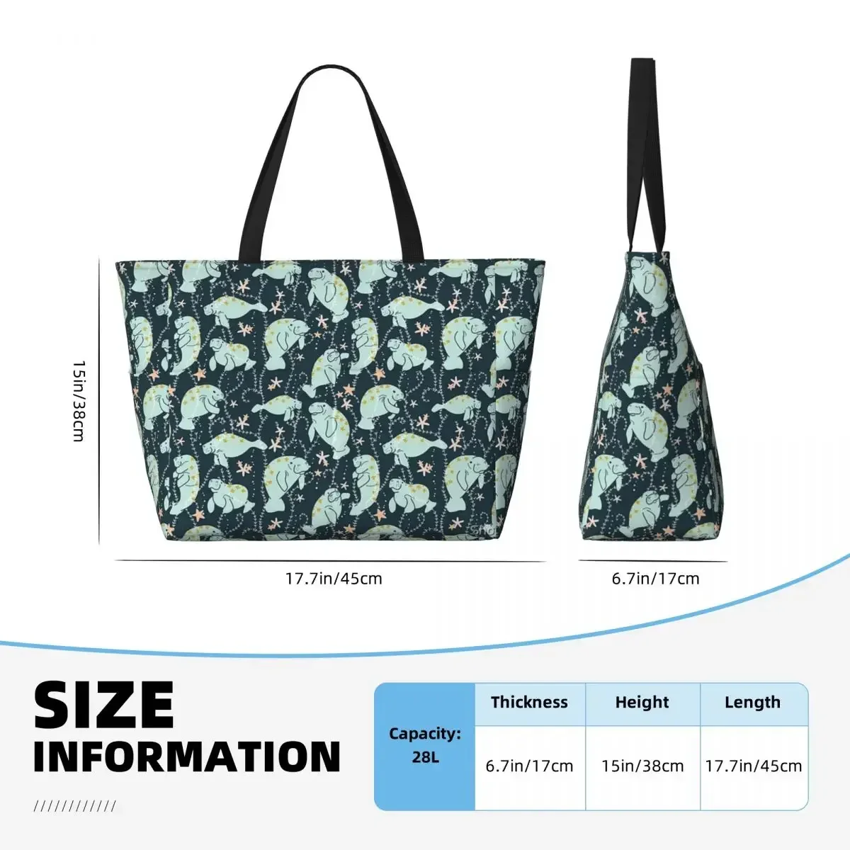 Sac de plage Oh The Hue pour le lamantin, fourre-tout personnalisé, motif multi-style initié au shopping