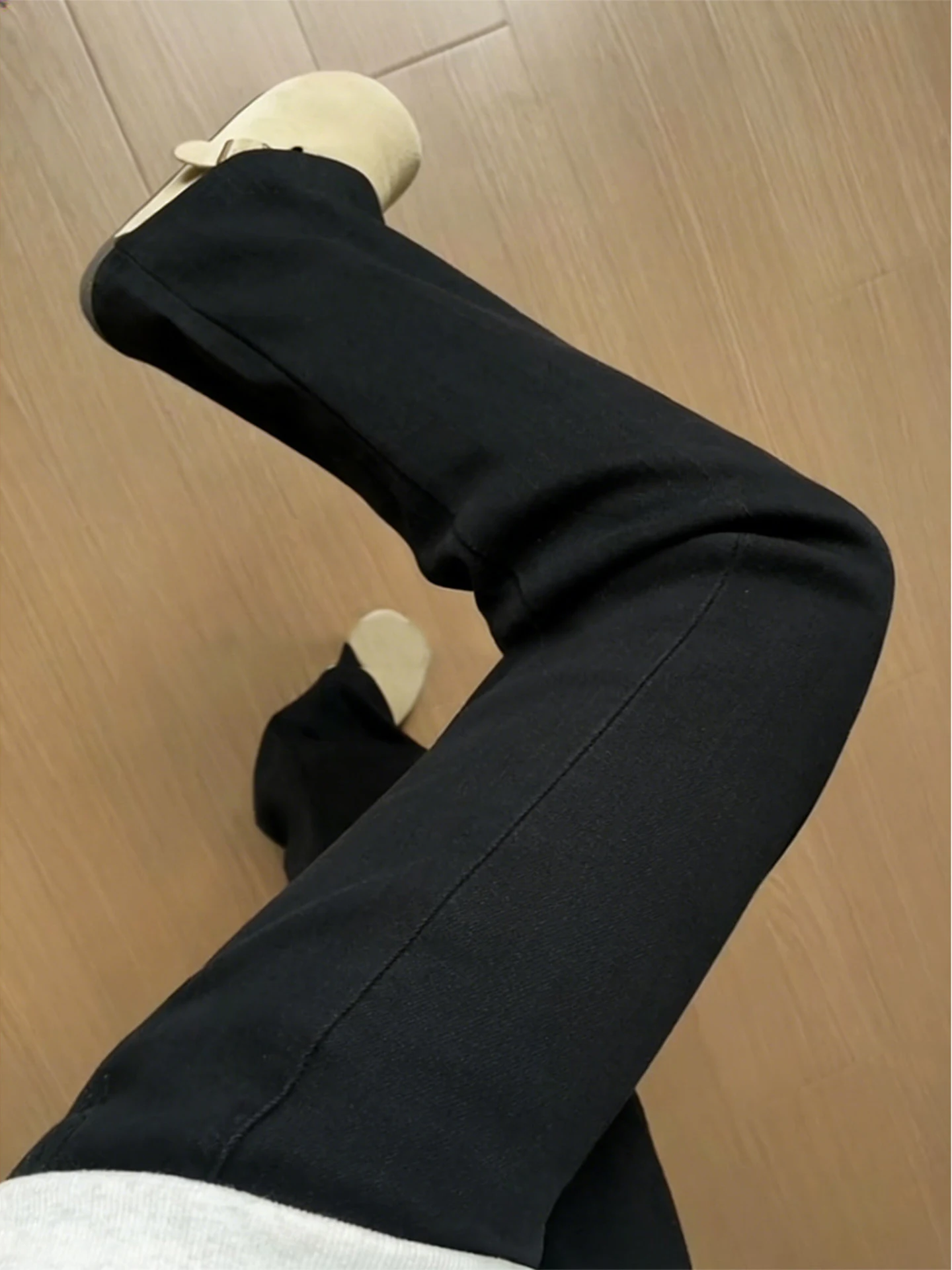

Parisian Bootcut Men's Jeans Black Bow-Tie Straight Leg Elastic Slimming Trousers American High Street Style Youth Fashion