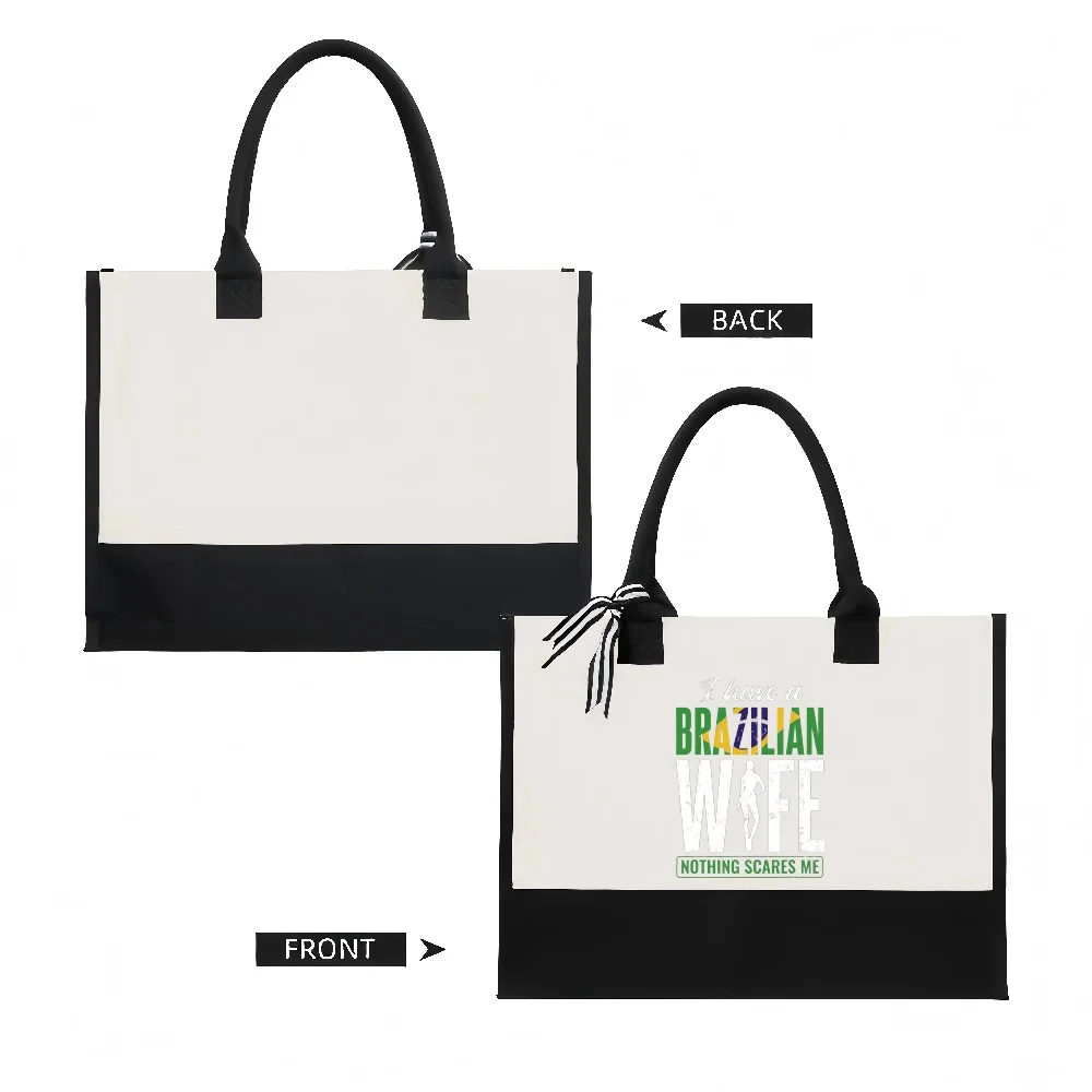 لدي زوجة برازيلية لا شيء يخيفني 2026 وصول جديد موضة عملية واسعة قابلة لإعادة الاستخدام حمل حقيبة نمط طباعة 2 لهجة Hea