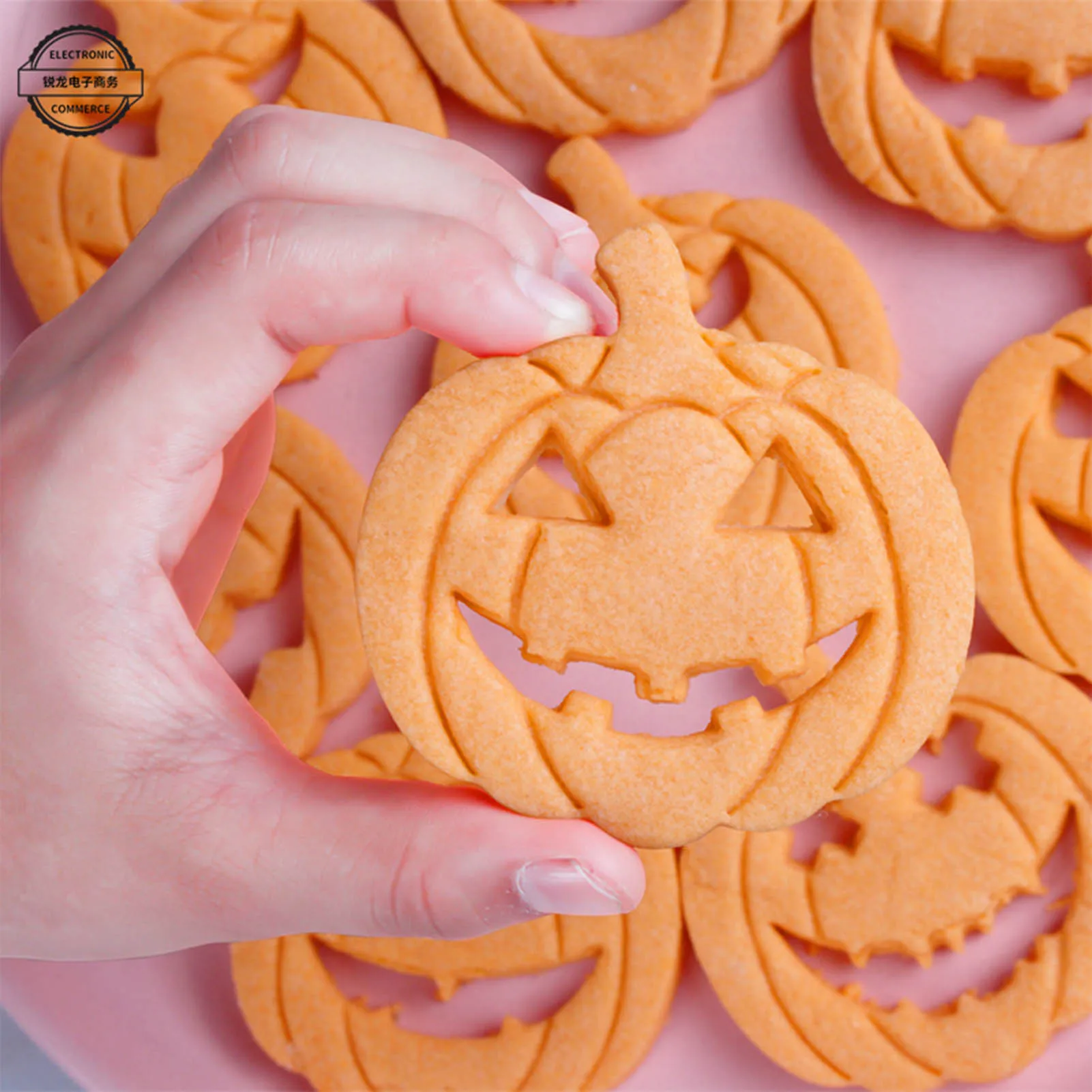 Professional Cookie Cutter Pumpkin Head Stamp Mold for Halloween Baking Food Grade PP Plastic Fondant Tool Durable