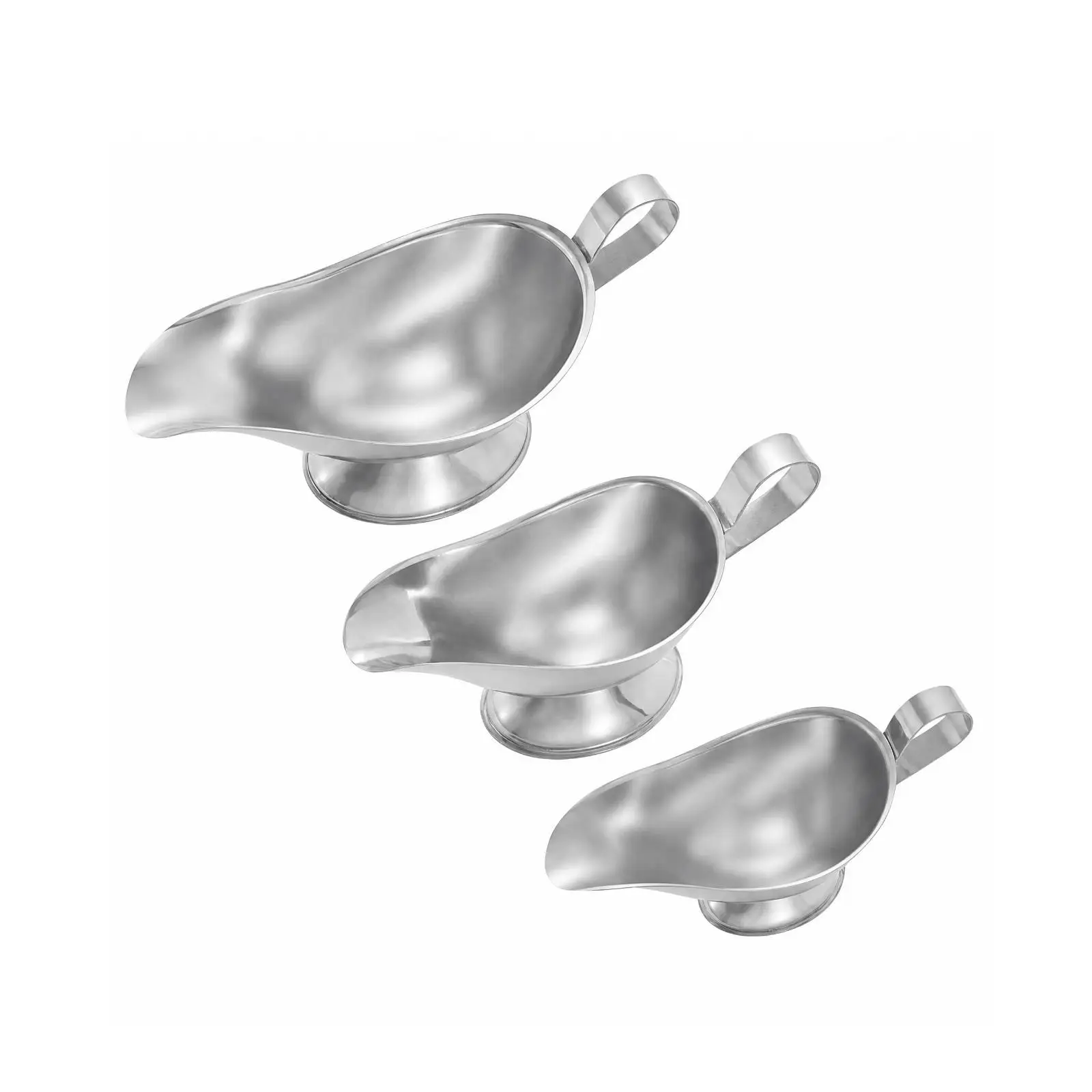 Polished Stainless Steel Sauce Boat with Loop Handle and Pouring Spout for Gravy and Sauces