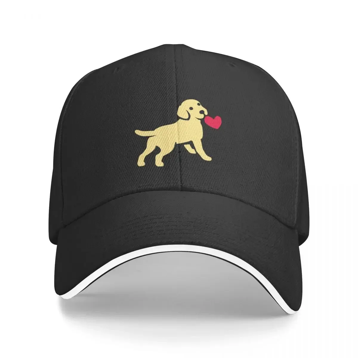 Yellow Labrador Puppy with a Little Heart Baseball Cap black derby hat Men Hats Women's