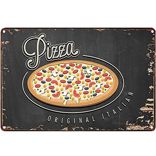 

Original Retro Design Pizza Tin Metal Signs Wall Art | Thick Tinplate Print Poster Wall Decoration for Kithcen