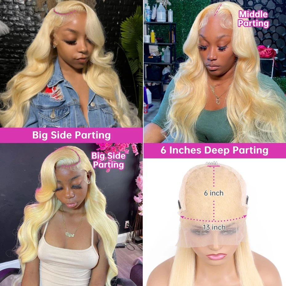 Transparent Lace Front Wig 613 Blonde Body Wave13x4 13x6 360 Lace Frontal Wigs 180 200 220 Density Brazilian Human Hair Wig Pre Plucked Brazilian Remy Hair Wigs