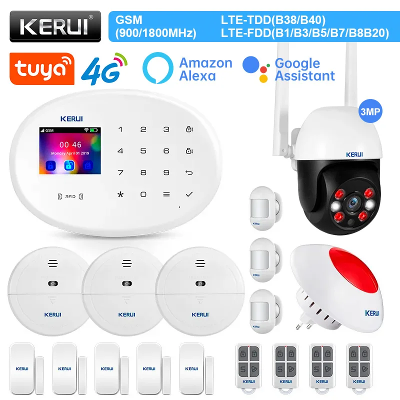 

KERUI Tuya Smart Wireless Home Alarm Kit W204 4G/WIFI Alarm System With Wireless Motion Sensor Detector Burglar Alarm