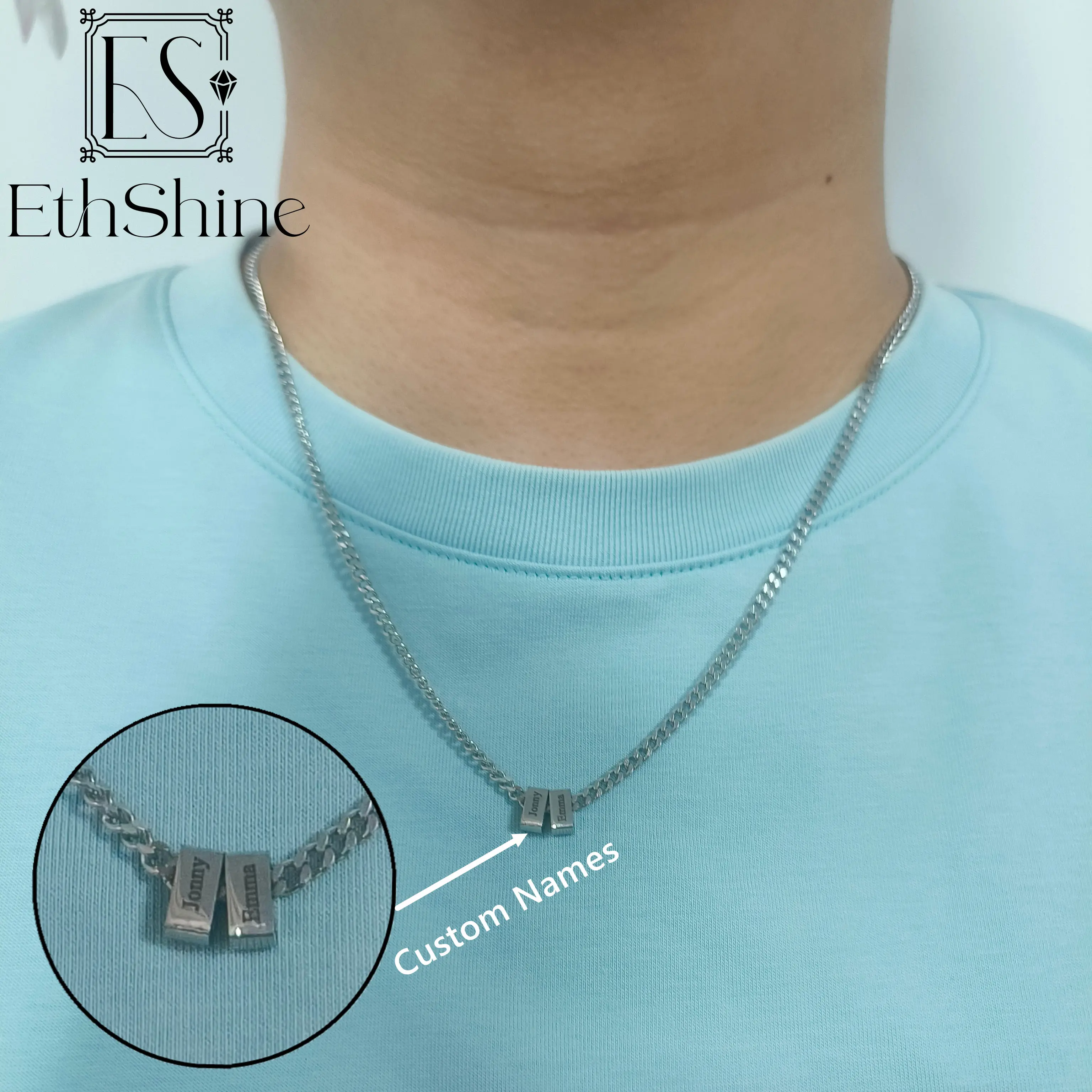 

Ожерелье с индивидуальными именами, ожерелье из нержавеющей стали, цепочка с гравировкой имени, персонализированное золотое ожерелье, подарки на Рождество отца