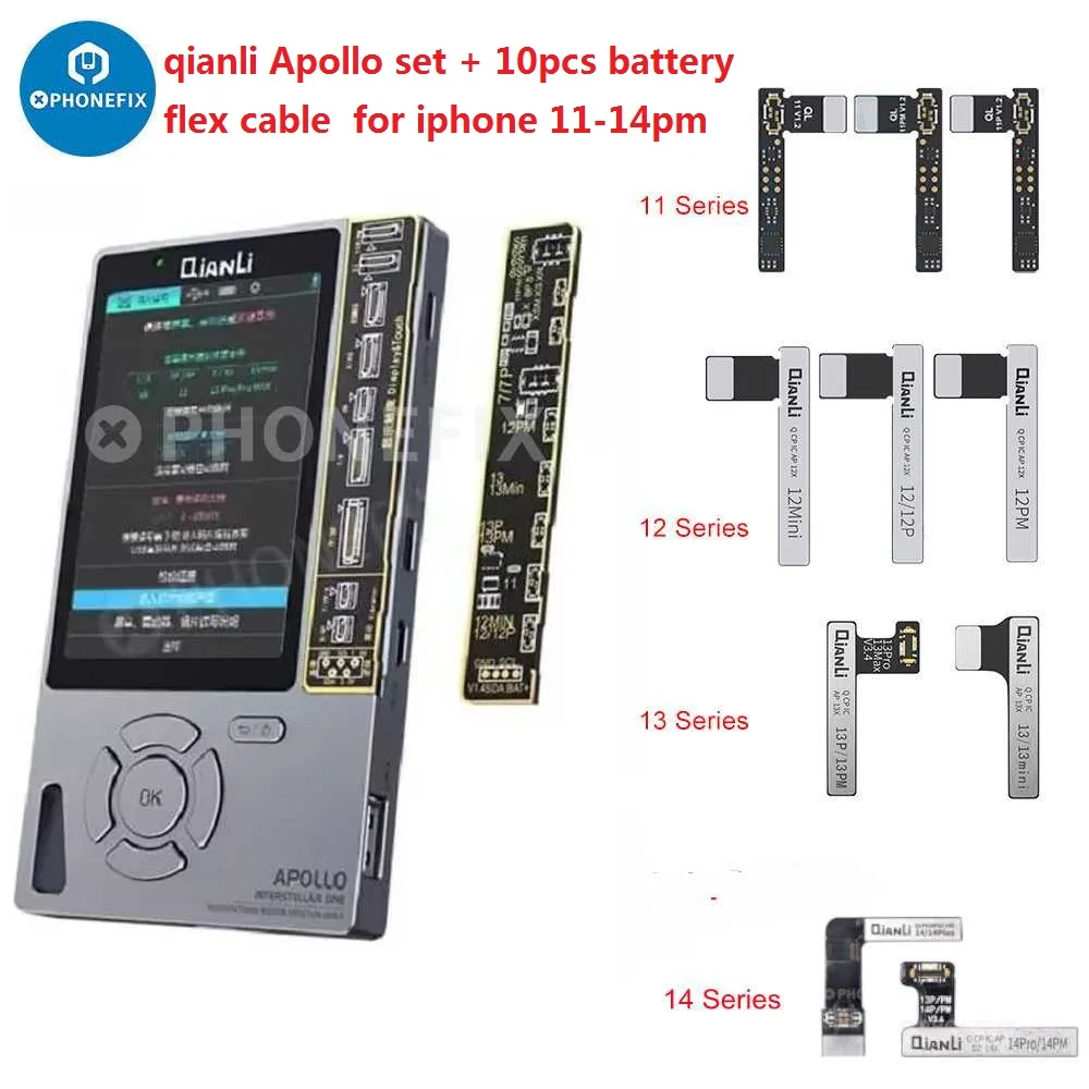 Imagem -06 - Qianli Icopy Plus Apollo Copy Power Mega-idea Clone Dz03 Battery Flex para Iphone 11 12 13 14 Pro Max Tag Tail on Battery Board Reparo Programador Tela Bateria Face id Reparo Função True Tone