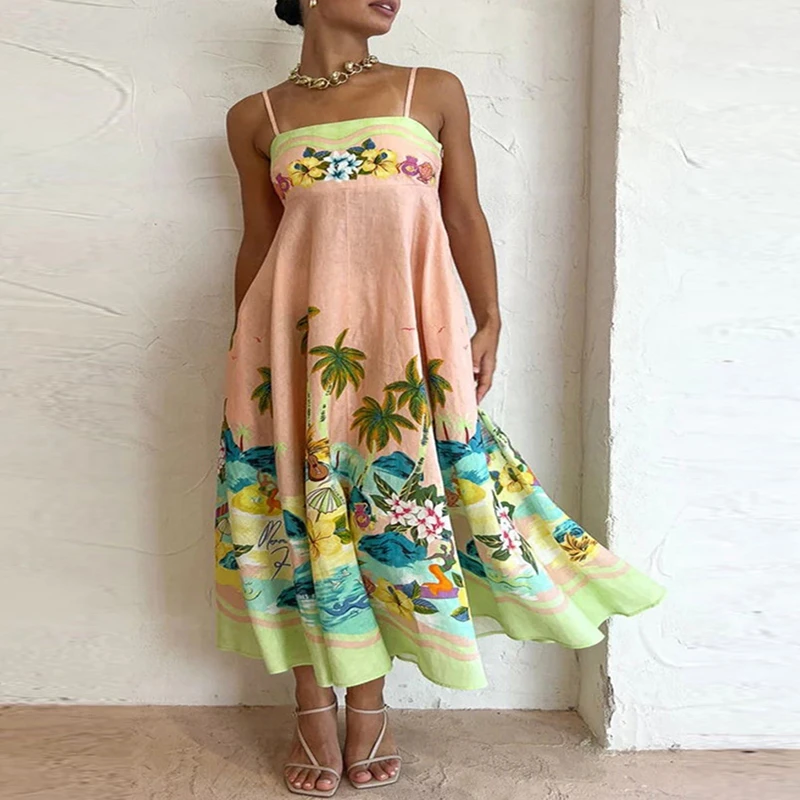 

Женское летнее платье-трапеция без рукавов, с принтом животных/цветов