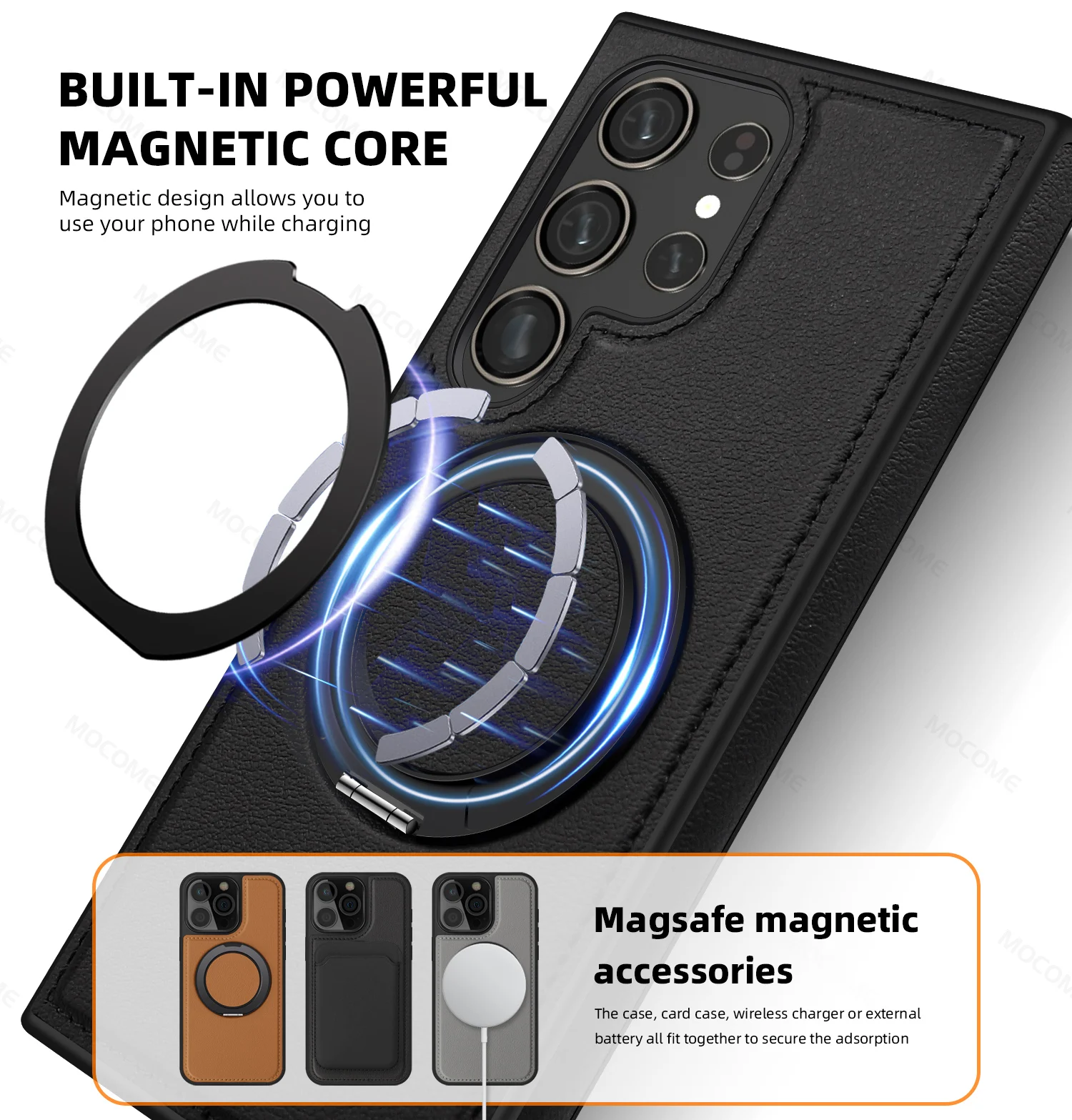 

ДЛЯ Samsung Galaxy S25 S24 S23 S22 Ultra S25 PLUS Чехол для телефона с 360° ° Вращающаяся подставка Магнитная противоударная кожаная оболочка с защитой от падения