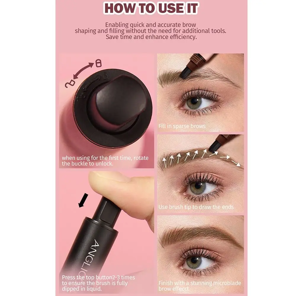 Square Angled Brush 3D Wild Eyebrow Pencil Waterproof Long Lasting Brow Dye Cream Effectively Fills in Gaps Head Press-on