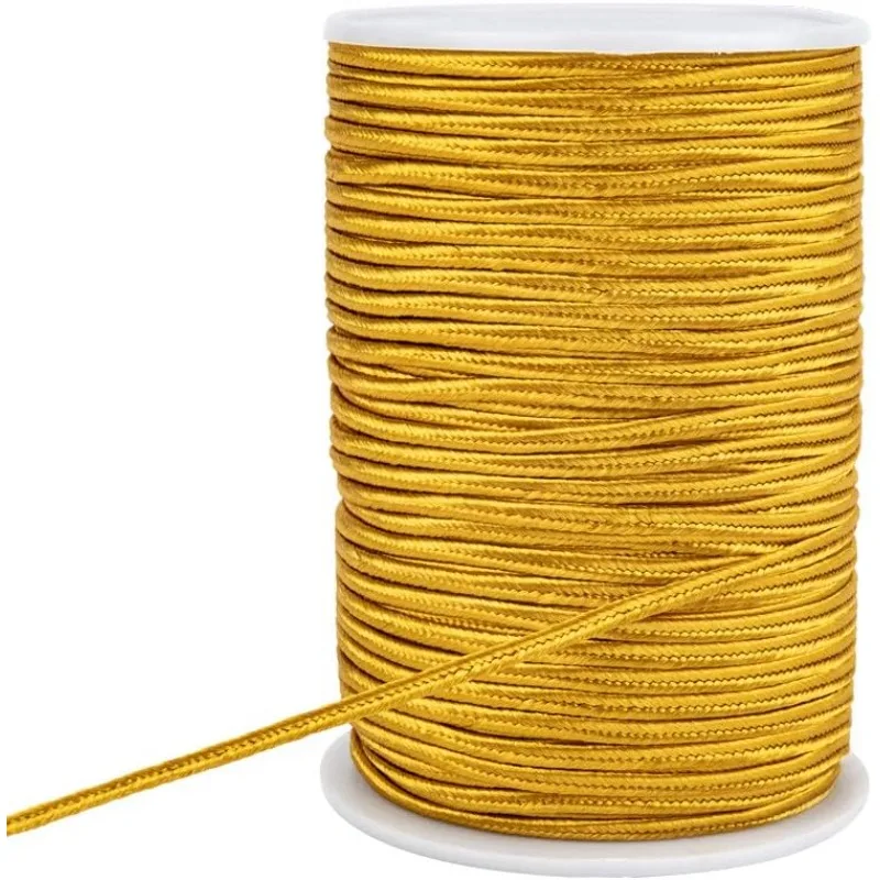 96 Yards 3 mm flacher Polyesterfaden, geflochtene Perlenschnur zum Quilten, Trimmen, Basteln, Herstellen von Gold