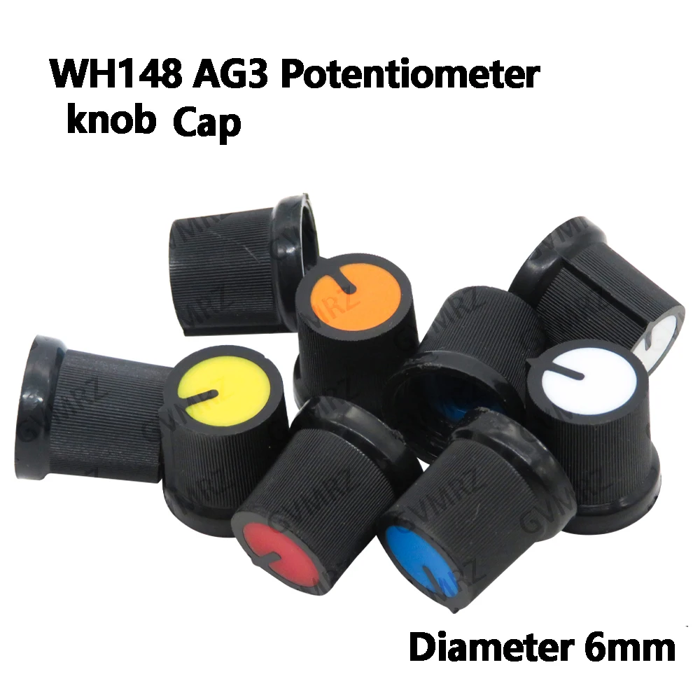 20PCS WH148 AG3 Yellow Orange Blue Potentiometer knob Cap AG3 Plastic knob for Diameter 6mm  White Red Green