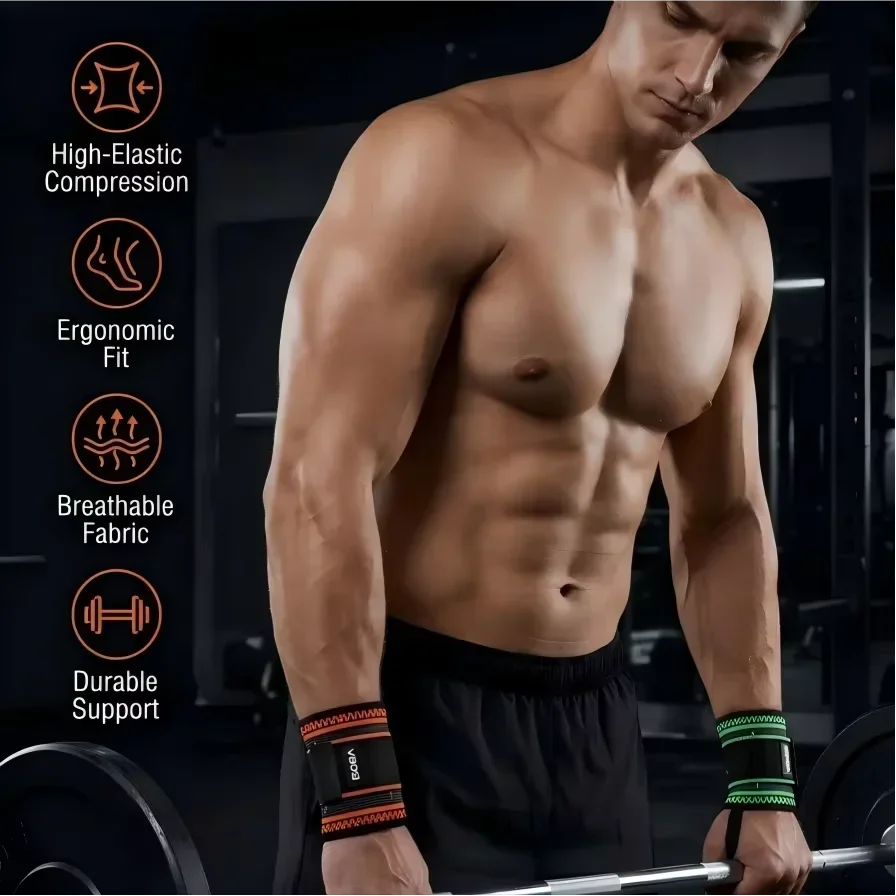 VBOSI Adjustable Wrist Wraps Support Brace Breathable Compression Wristband for Gym Weightlifting Crossfit Workout Pain Relief