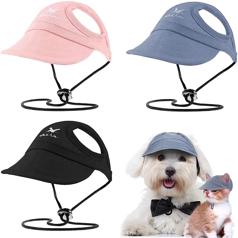 Dog Cap Adjustable Puppy Baseball Hat With Ear Holes Outdoor Sports Pet Sunhat Chihuahua French Bulldog Visor Hat Pet Supplies