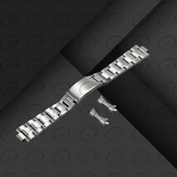 18mm 19mm 20mm Vintage Silver Stainless Steel Curved End Oyster Watch Strap Band Fit for Rlx 16033 1501 5500 78350 7835